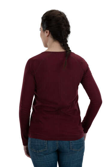 Henley long sleeve shirt in wine red from back